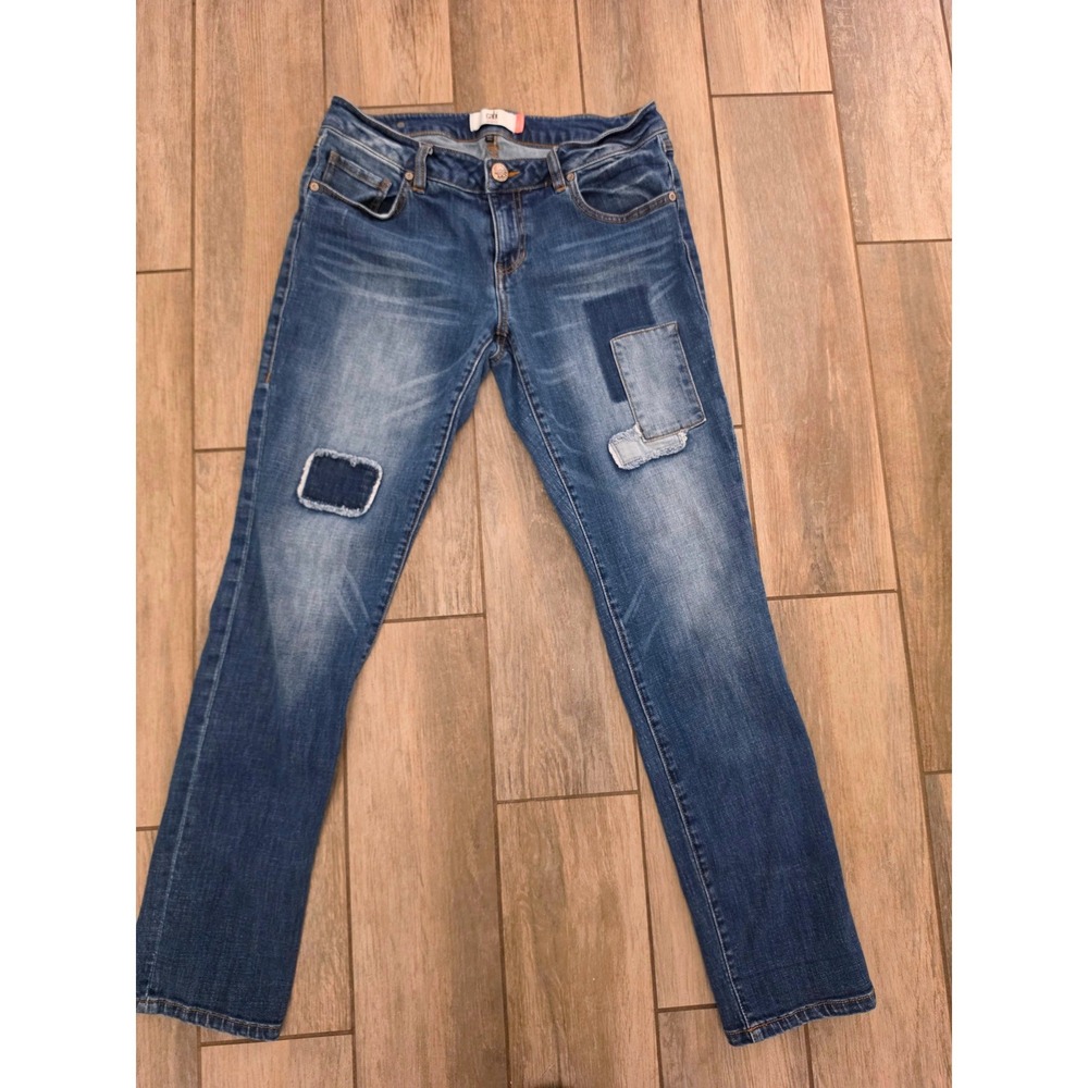 Cabi Jeans Slim Boyfriend Medium Wash Patchwork Denim Jeans Blue Womens 6